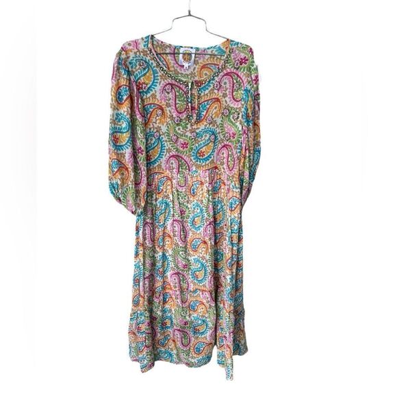 KITSCH & POP Edition Boho Rainbow Paisley Maxi Dress S - Picture 2 of 6